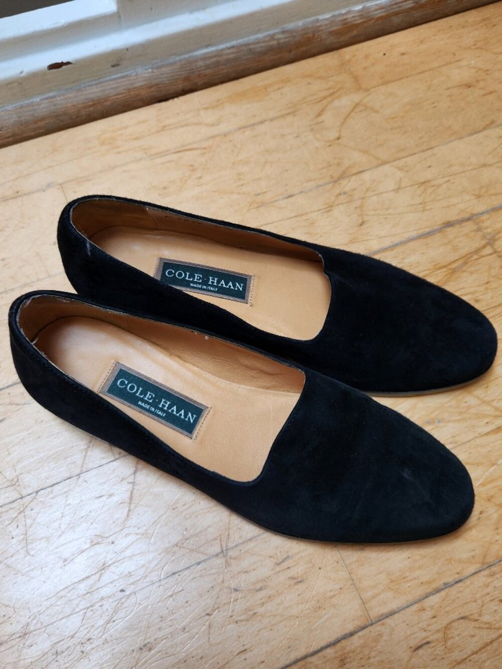 Cole Haan black suede leather loafers flats shoes